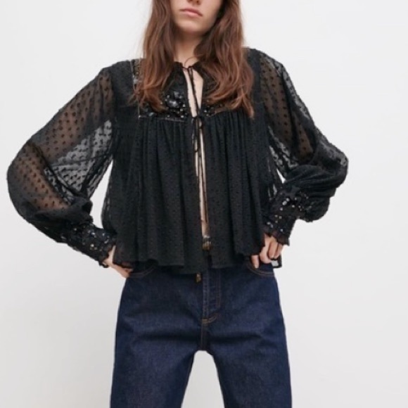 Zara NWT plumentis sequin top/shrug - Picture 2 of 8